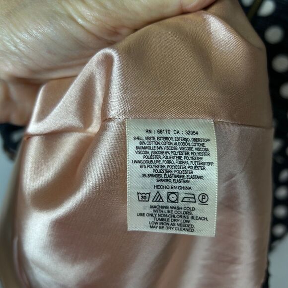 Anthropologie Maeve Nikola Black Cream Dot Print Lattice Neck SS Dress Size 12 - Picture 9 of 16